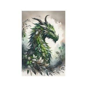 Green Dragon Unframed Canvas Wall Art  16" X 24"